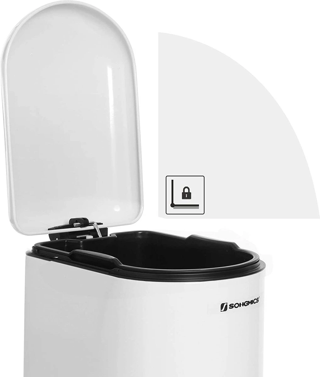 Songmics Poubelle, Seau Cosmétique En Acier, 10 Litres, Poubelle à Pédale étroite Avec Poubelle Intérieure, Pour Salle De Bain, Fermeture Amortie, Poubelle Pour Niche, Blanc LTB10WT 4 Songmics Poubelle, Seau Cosmétique En Acier, 10 Litres, Poubelle à Pédale étroite Avec Poubelle Intérieure, Pour Salle De Bain, Fermeture Amortie, Poubelle Pour Niche, Blanc LTB10WT – Image 4