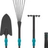 Ensemble D'outils De Outils De Jardin VONROC 3 En 1, Système V- Fix , Avec Râteau à Feuilles, Râteau à Main Et Pelle - Acier Peint Par Poudrage