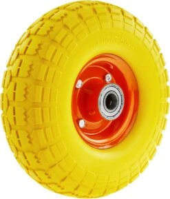 PrimeMatik - Roue De Brouette Massief Jaune 120 Kg 10x3.5" 254x89 Mm. Courroie De Rechange Pour Plate-forme De Transport Et Chariots