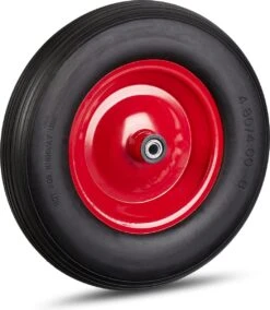 Roue De Brouette Relaxdays Anti Crevaison - 4.80 4.00-8 - 3 Adaptateurs - Jante Acier - Complet Noir-rouge