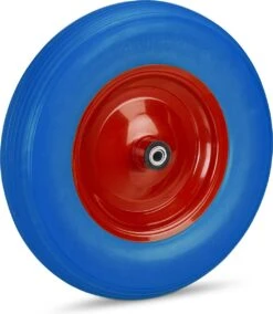 Relaxdays Roue De Brouette Anti Crevaison - 4.80 4.00-8 - 3 Adaptateurs - Jante Acier - Complet Blauw Rouge