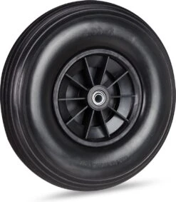 Relaxdays Roue De Brouette Anti Crevaison - 4.00-6 - Roue De Secours - PU - Complet - 3 Adaptateurs Schwarz-Schwarz