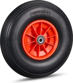 Roue De Brouette Relaxdays Anti Crevaison - 4.00-6 - Roue De Secours - PU - Complète - 3 Adaptateurs Blauw Rouge