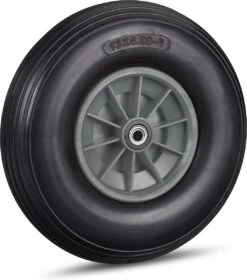 Roue De Brouette Relaxdays Anti Crevaison - 4.00-6 - Roue De Secours - PU - Complète - 3 Adaptateurs Zwart - Gris