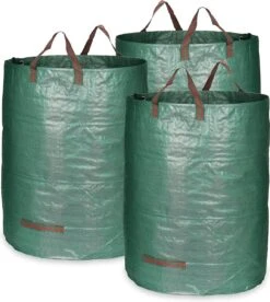 COM-FOUR® 3x Sac De Jardin Avec Poignées De Transport - Sac Poubelle De Jardin Pliable XL - Poubelle Pliable Indéchirable Pour Feuilles Et Déchets Verts (300 L - 3 Pièces)