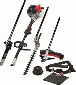 Scheppach MFH3300-4P Machine De Jardinage 2 Temps - 4-en-1 - Coupe-herbe / Débroussailleuse / Taille-haie / Tronçonneuse - 900W