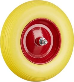 Caoutchouc De Roue De Brouette Relaxdays - Roue De Wagon Avec Essieu - Pneu Anti-crevaison Jante En Acier Jaune