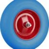 Relaxdays 1 X Roue De Brouette - Roue De Wagon Avec Essieu - Pneu Anti-crevaison Jante Acier Bleu-rouge
