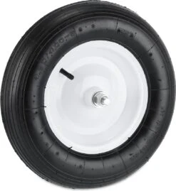 Roue De Brouette Relaxdays 4.80 4.00-8 - Roue De Secours Avec Axe - Pneu De Brouette - Jante En Acier Blanc