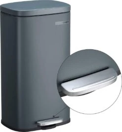 Songmics Poubelle Pour La Cuisine, 30 L Avec Pédale, Poubelle à Pédale, Couvercle à Charnière, Fermeture Amortie, Anti-odeurs Et Hygiénique, Gris Fumée -Vendite Pelouse Pro 1105x1200
