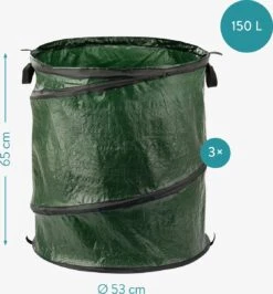 Sac Poubelle De Jardin Réutilisable Navaris 150 Litres - Set De 3 Pièces - Sac De Jardin Pop-up Pour Déchets Verts, Feuilles Ou Mauvaises Herbes - En Vert Avec Couvercle Et Poignées 13 Sac Poubelle De Jardin Réutilisable Navaris 150 Litres - Set De 3 Pièces - Sac De Jardin Pop-up Pour Déchets Verts, Feuilles Ou Mauvaises Herbes - En Vert Avec Couvercle Et Poignées -Vendite Pelouse Pro 1116x1200 2