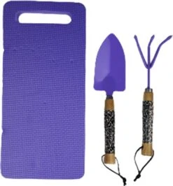 Ensemble Outils De Jardin - Violet / Multicolore - Plastique / Métal / Bois - 3 Pièces - Pelle - Râteau - Tapis - Jardin - Jardinage - Outils