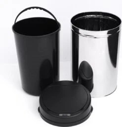 HOMCOM Poubelle Automatique En Acier Inoxydable Poubelle Capteur IR Seau Intérieur Rond 30L 03-0026 -Vendite Pelouse Pro 1145x1200 2