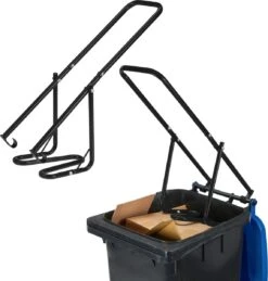 Relaxdays Presse à Déchets Pour Poubelles à Roulettes - Lot De 2 - Presses à Clic - Levier - Presse à Déchets - Noir