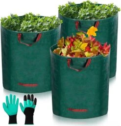 Sacs De Jardinage De Jardin, Sacs De Jardin, 3X Sac De Jardin Professionnel 300L De Solide Et Robuste, Avec 1 Paire De Gants De Jardin