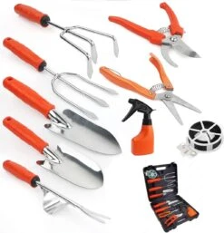 Ensemble D'outils De Outils De Jardin Set De Jardinage 9 Pièces - Sécateur Ciseaux De Jardin Ciseaux à Fleurs Pelle De Jardin Pulvérisateur De Pulvérisateur De Plantes Râteau à Main Orange -Vendite Pelouse Pro 1154x1200 5