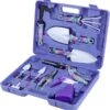 Coolty Ensemble D'outils De Jardin, 10 Outils De Jardin Avec Imprimé Fleur Lilas, Poignée Ergonomique, Pelle, Bêche, Râteau, Gland, Ciseaux De Jardin, Pulvérisateur Avec Sac De Transport