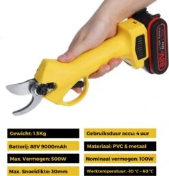 VIOLEWORKS® Sécateur Électrique - Sécateur Électrique - Pour Batterie Makita - 2x Batterie - Électrique - Sur Batterie - 9000 MAh - 88V -Vendite Pelouse Pro 1160x1200