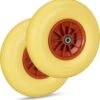 Relaxdays 2x Roue De Brouette 4.00-6 - Caoutchouc Intégral - Roue De Secours Anti-crevaison - Adaptateurs - Jaune-rouge