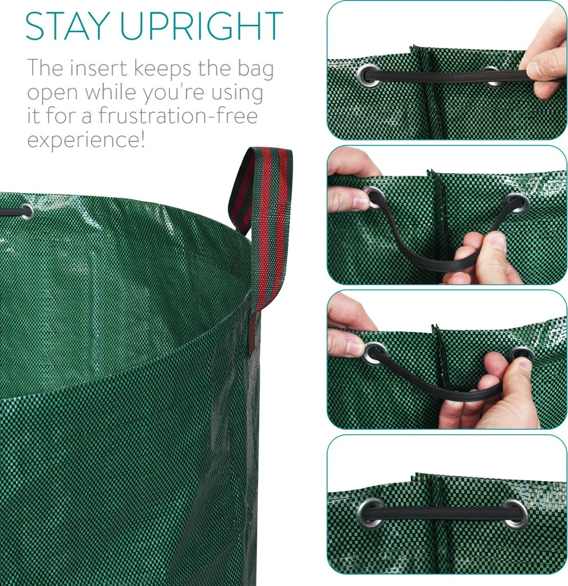 Sac Poubelle De Jardin Réutilisable Navaris 272 Litres - Set De 3 Pièces - Sac De Jardin XXL Pour Déchets Verts, Feuilles Ou Mauvaises Herbes - En Vert Avec Poignées Pratiques 5 Sac Poubelle De Jardin Réutilisable Navaris 272 Litres - Set De 3 Pièces - Sac De Jardin XXL Pour Déchets Verts, Feuilles Ou Mauvaises Herbes - En Vert Avec Poignées Pratiques – Image 5