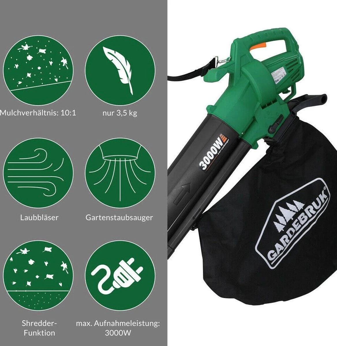 Souffleur à Feuilles, Aspirateur à Feuilles, Broyeur, Hachoir à Feuilles, 3 En 1 10 Souffleur à Feuilles, Aspirateur à Feuilles, Broyeur, Hachoir à Feuilles, 3 En 1 – Image 10