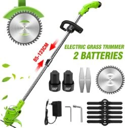 Tondeuse à Gazon Drillpro - Tondeuses à Tondeuses à Gazon - Électrique Portable - 450W 12V - Avec Poignée Réglable Et 2 Piles - Vert