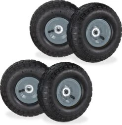 Relaxdays 4x Roue De Diable 260x85 - Roue De Charrette à Bras - Pneu Pneumatique - Roue De Secours - 4.1/3.5-4