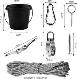 Set D'outils De Jardinage, Poulie Avec Corde De Seau, Pour Les Enfants Et Les Enfants Est L'accessoire Parfait Pour La Cabane Dans Les Arbres, La Maison De Jeu Et Le Cadre D'escalade. (couleur Noir) 9 Set D'outils De Jardinage, Poulie Avec Corde De Seau, Pour Les Enfants Et Les Enfants Est L'accessoire Parfait Pour La Cabane Dans Les Arbres, La Maison De Jeu Et Le Cadre D'escalade. (couleur Noir) -Vendite Pelouse Pro 1171x1200 3
