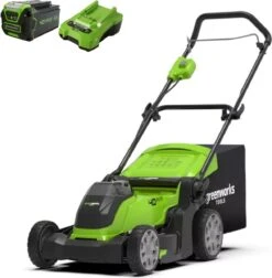 Greenworks 2504707UB Tondeuse à Gazon Tondeuse à Gazon Poussée Batterie Vert