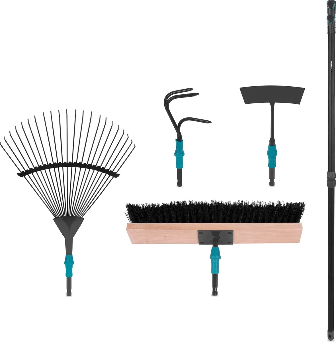 Ensemble D'outils De Outils De Jardin VONROC 4 En 1, Système V- Fix , Avec Râteau à Feuilles, Balai, Houe Et Cultivateur - Acier Enduit De Poudre 1 Ensemble D'outils De Outils De Jardin VONROC 4 En 1, Système V- Fix , Avec Râteau à Feuilles, Balai, Houe Et Cultivateur - Acier Enduit De Poudre