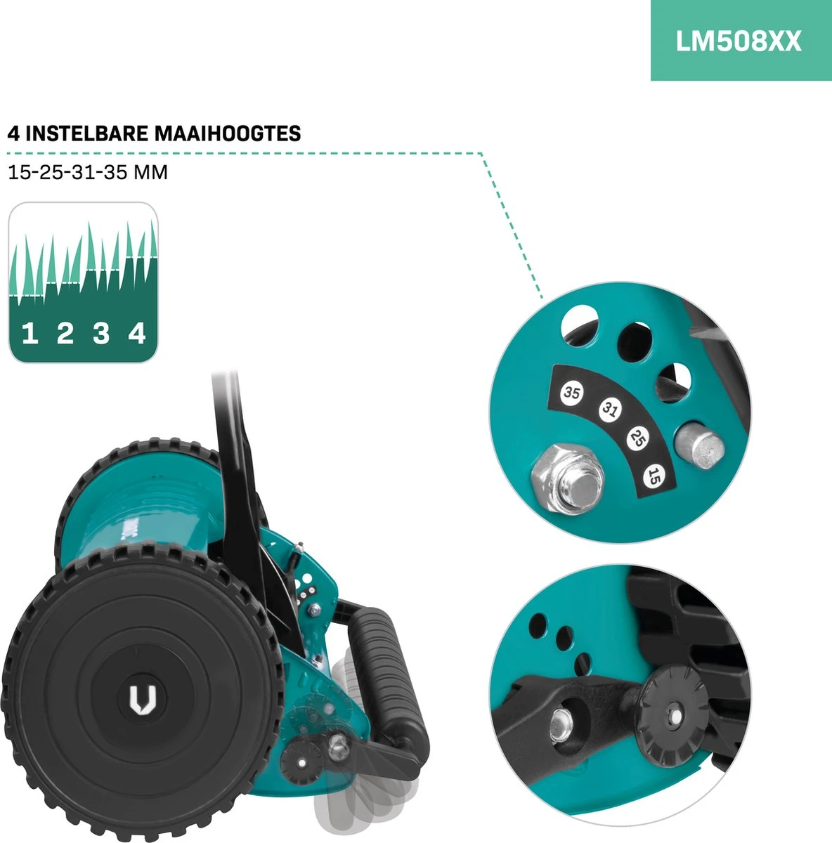 Tondeuse à Rouleau VONROC - Tondeuse à Main - 400 Mm - 4 Hauteurs De Coupe Réglables (15-25-31-35 Mm) Avec Support Mural Et Sac De Ramassage 5 Tondeuse à Rouleau VONROC - Tondeuse à Main - 400 Mm - 4 Hauteurs De Coupe Réglables (15-25-31-35 Mm) Avec Support Mural Et Sac De Ramassage – Image 5