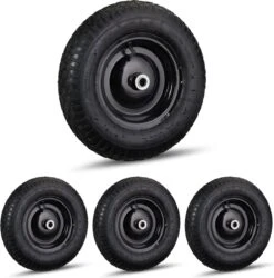 Relaxdays 4x Roue De Brouette 4.80 4.00-8 - Roue De Secours Brouette - Pneu Pneumatique - Jante En Acier