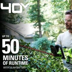 Taille-haie à Batterie Greenworks 40 Volts Avec Batterie 2,0 Ah Et Chargeur G40HT61K2 -Vendite Pelouse Pro 1188x1200
