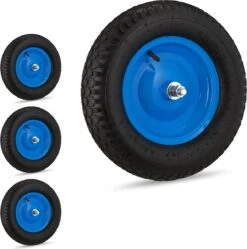 Relaxdays 4x Roue De Brouette 4.80 4.00-8 - Roue De Secours - Pneu Pneumatique - Pneu De Brouette Avec Essieu