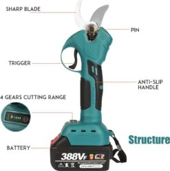 GX Accu Sécateurs - Accu Coupe-branches - Cisailles électriques - Cisailles De Jardin - 21V - Diamètre De Coupe : 10/15/20/30 Mm - Blauw -Vendite Pelouse Pro 1191x1200