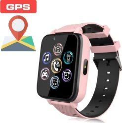 Cadeau FÊTE DES PÈRES - Cadeaux Papa - Smartwatch Avec GPS Pour Enfants, Montre Téléphone Pour Filles Et Garçons, écran Tactile Avec Lecteur De Musique, Jeux, Appareil Photo, Lampe De Poche Et Réveil, Smartwatch Pour