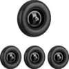 Relaxdays 4x Roue De Brouette Caoutchouc - Roue De Wagon Avec Axe - Pneu Anti-crevaison Jante Acier Noir