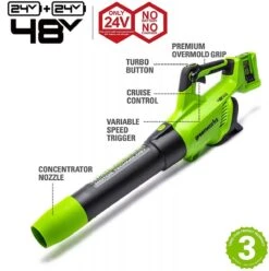 Greenworks 48 VOLT (2X24 VOLT) SOUFFLEUR À FEUILLES À BATTERIE Avec 2x Batterie Li-Ion Et Chargeur -Vendite Pelouse Pro 1194x1200 16
