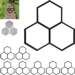 Relaxdays 8 X Chemin De Jardin Moule Béton - Moule De Trottoir Ornemental - Moule De Carrelage De Jardin - Moule à Béton - Moule