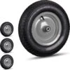Relaxdays 4x Roue De Brouette 4.80 4.00-8 - Pneumatique - Roue De Secours Avec Adaptateurs - Noir-gris