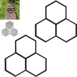 Relaxdays 2 X Chemin De Jardin Moule Béton - Moule De Trottoir Ornemental - Moule De Carrelage De Jardin - Moule à Béton - Moule