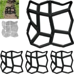 Relaxdays 4 X Moule Pour Allée De Jardin - Moule Pour Carrelage De Jardin - Moule En Béton - Pavé Ornemental - Ciment
