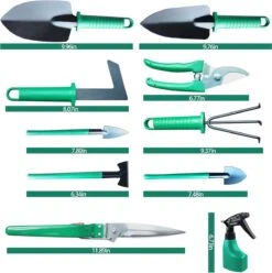 Ensemble D'outils De Jardin Multifonctions 12 Pièces - Avec étui - Pour Tous Les Amoureux Du Jardin - Vert Foncé -Vendite Pelouse Pro 1197x1200 15