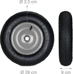 Roue De Brouette Relaxdays 4.80 4.00-8 - Roue De Secours Brouette - Pneu Pneumatique - Avec Adaptateurs Zwart - Gris -Vendite Pelouse Pro 1197x1200 5