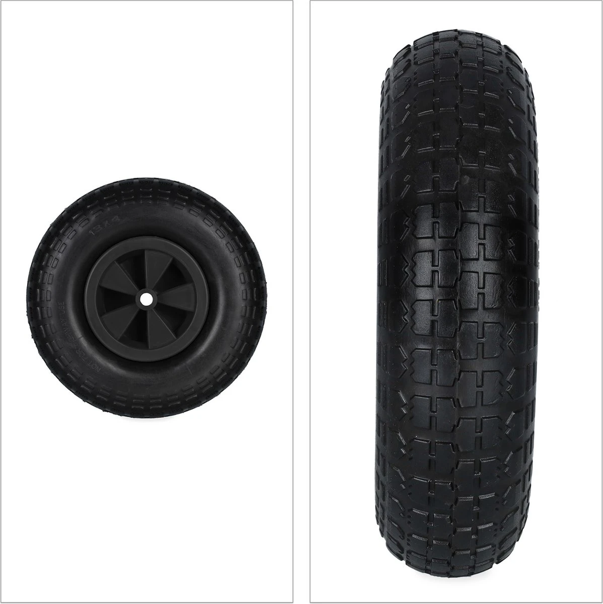 Roue De Brouette Relaxdays 4.00-6 - Caoutchouc - Noir - Pneu De Brouette Anti-crevaison - Roue De Secours 3 Roue De Brouette Relaxdays 4.00-6 - Caoutchouc - Noir - Pneu De Brouette Anti-crevaison - Roue De Secours – Image 3
