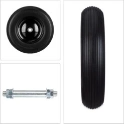 Relaxdays 4x Roue De Brouette Caoutchouc - Roue De Wagon Avec Axe - Pneu Anti-crevaison Jante Acier Noir -Vendite Pelouse Pro 1198x1200 34