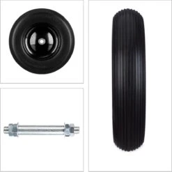 Relaxdays Roue De Brouette En Caoutchouc - Roue De Brouette Avec Essieu - Jante En Acier Anti-déversement Schwarz-Schwarz -Vendite Pelouse Pro 1198x1200 35