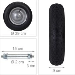 Relaxdays 2 X Roue De Brouette 4.80 4.00-8 - Pneu Pneumatique - Avec Essieu - Jante En Acier - Jusqu'à 200 Kg -Vendite Pelouse Pro 1198x1200 40