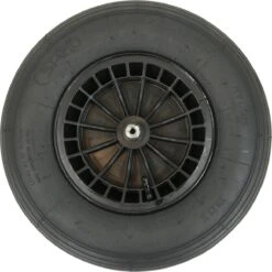 FORT Roue De Brouette 400x100mm Avec Pneumatique 2Ply, Jante Plastique Zwart, Longueur Axe 130 Mm Et Ø 20mm