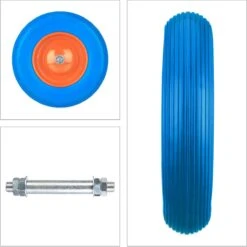 Roue De Brouette Relaxdays 4.80/4.00-8 Avec Axe - Roue De Secours Tout Caoutchouc Anti Crevaison - Jante Acier - Bleu -Vendite Pelouse Pro 1198x1200 46
